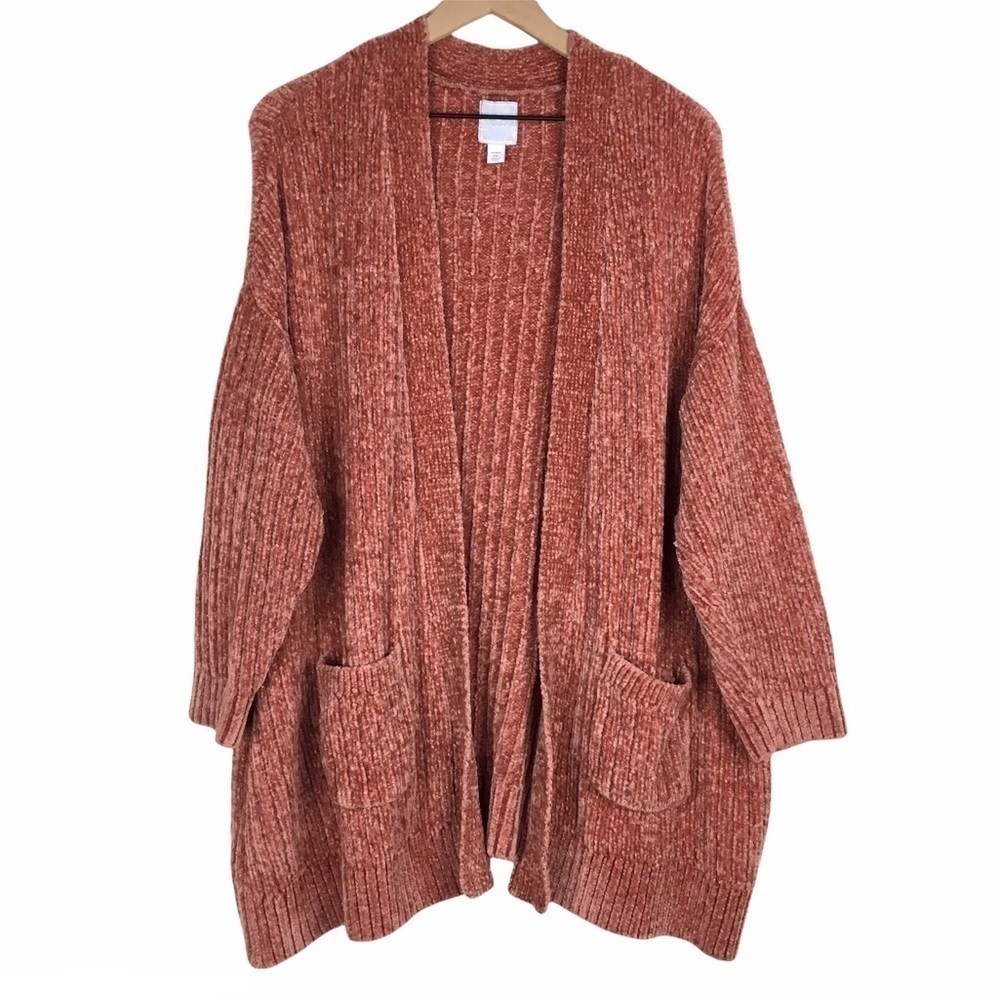 Dressbarn SUNDAY Cardigan Chenille Sweater Metallic Oversized Soft Plus Size 2X